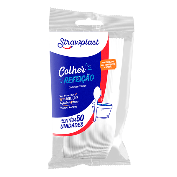 COLHER DESC P/REF STRAWPLAST BRAN C/50UN