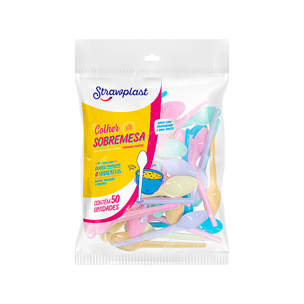 COLHER DESC.STRAWPLAST SOBR.MISTA C/50UN