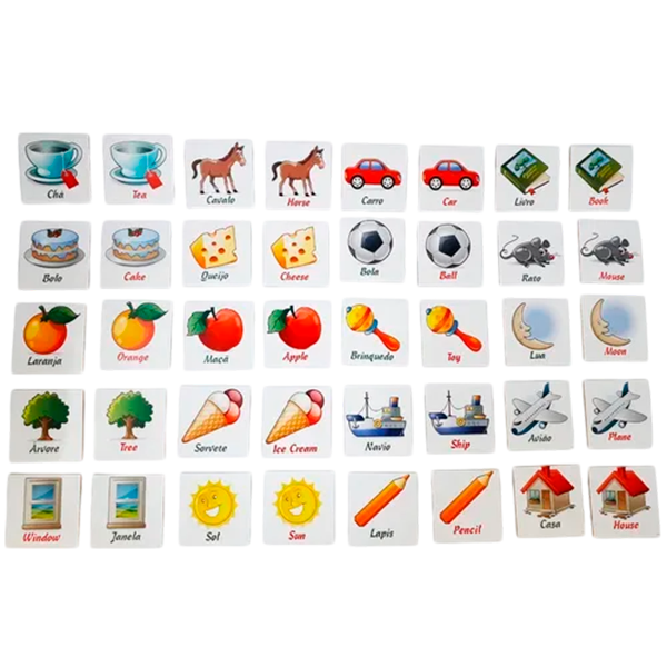 JOGO DA MEMORIA PORTUG/INGLES 40 PECAS