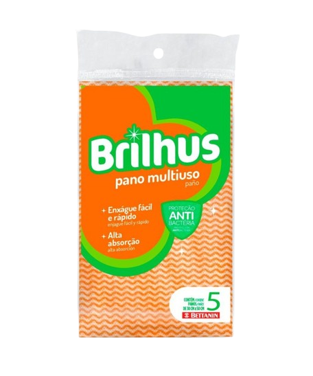 PANO MULTIUSO BRILHUS LARANJA C/5
