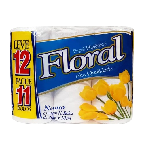 PAPEL HIG.FLORAL FOLHA DUPLA 12X20M NEUT