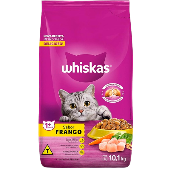 RACAO WHISKAS 10,1KG FRANGO