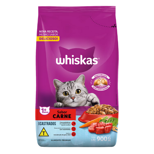 RACAO WHISKAS G.CASTRADOS CARNE KG