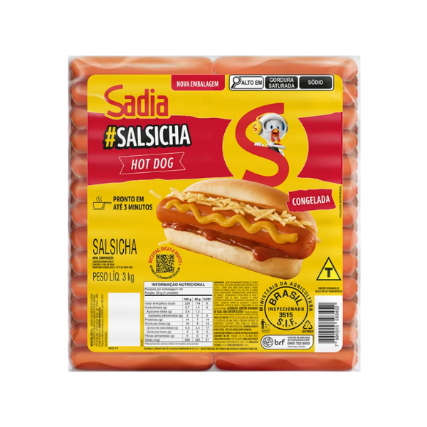 SALSICHA HOT DOG SADIA 3KG