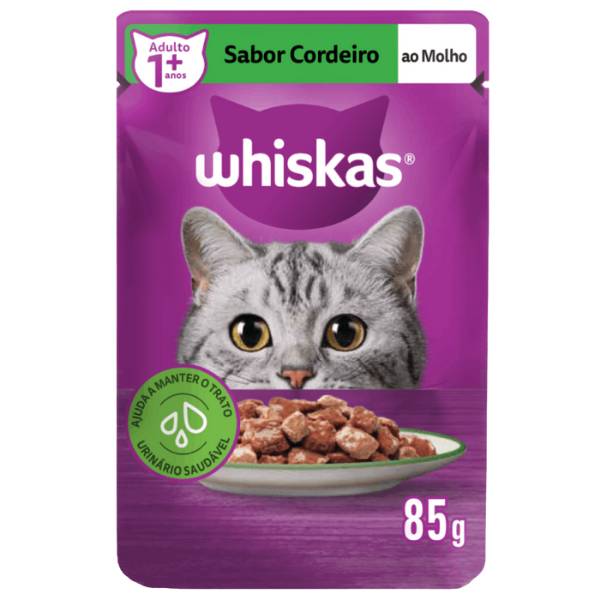 WHISKAS SCH ADT CORDEIRO/MOLHO 85G