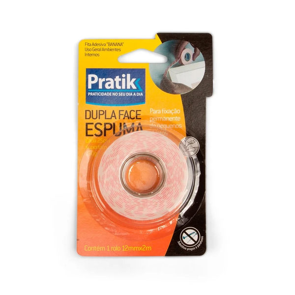 FITA DUPLA FACE PRATIK ESPUMA 12MMX2M