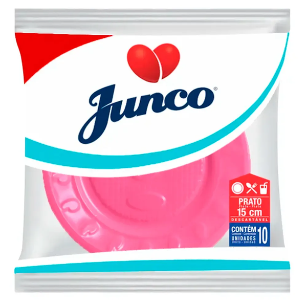 PRATOS DESCARTAVEIS JUNCO ROSA 15CM 10UN