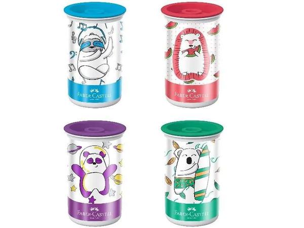 Apontador com Depósito Faber Castell Decorado Tubo Plástico