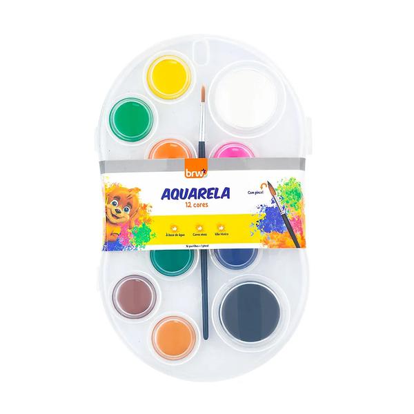 Tinta Aquerela Estojo Pastilhas e Pincel