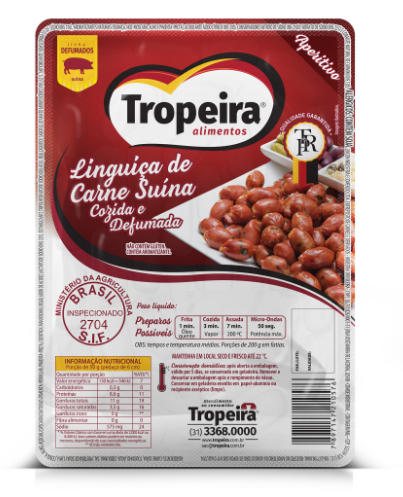 LINGUIÇA TROPEIRA CALABRESA COZIDA E DEFUMADA FATIADA 350G
