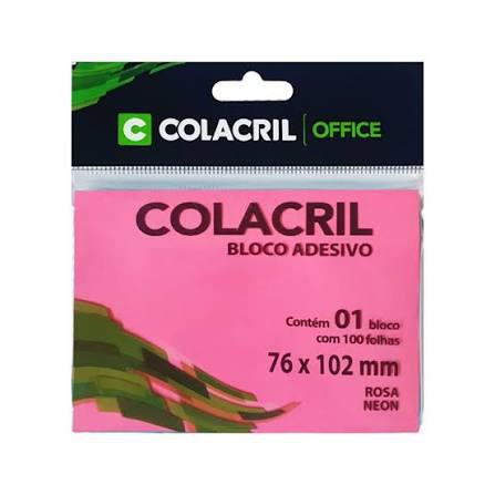 BLOCO ADESIVO ROSA NEON 76X102 COLACRIL