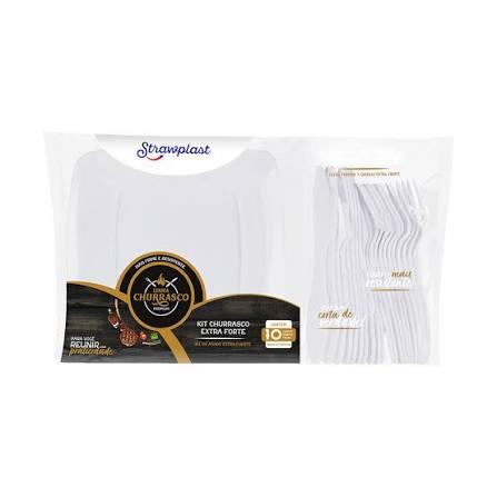 KIT CHURRASCO STRAWPLAST 30UND EXTRA FORTE BRANCO