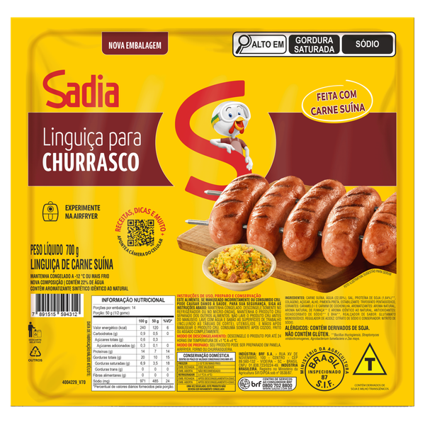 LINGUICA SADIA 700G SUINA