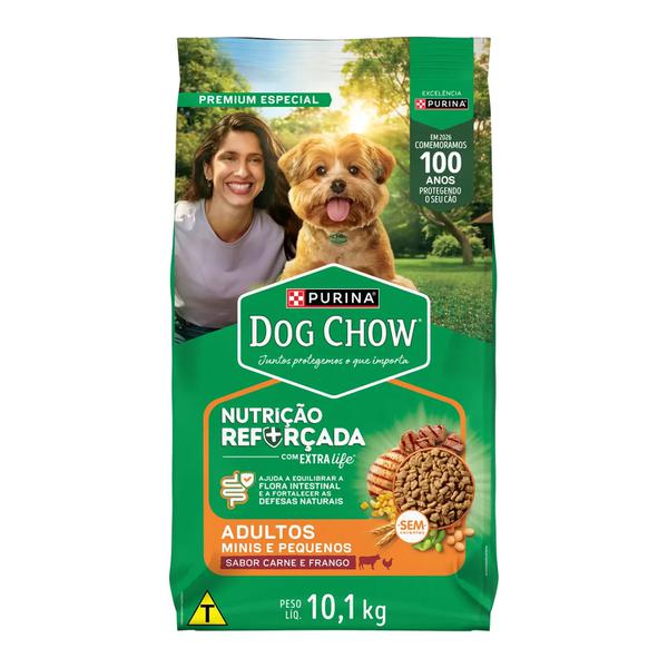 RACAO CAES DOG CHOW AD MINI/ PEQ KG CARNE FGO