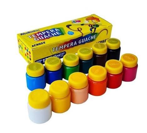 TINTA GUACHE 15ML 12UN ACRILEX