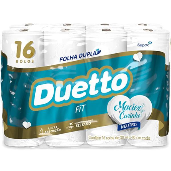 PAPEL HIGIENICO DUETTO FIT 30M FOLHA DUPLA