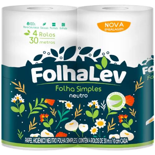 PAPEL HIGIENICO FOLHALEV FOLHA SIMPLES C/4