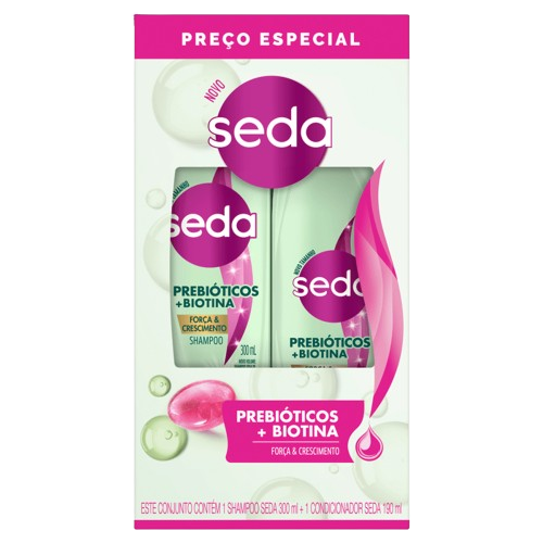 KIT SEDA SHAMP E COND 300ML PREBIOTICOS BIOTINA