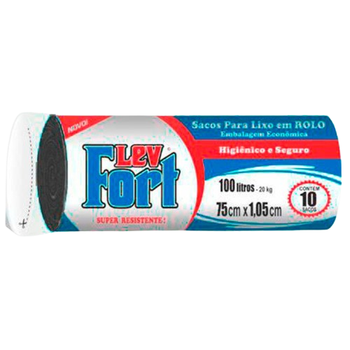 SACO LIXO LEVFORT ROLO 10X100LT PRETO