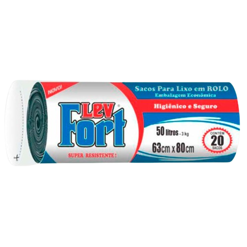SACO LIXO LEVFORT ROLO 20X50LT PRETO