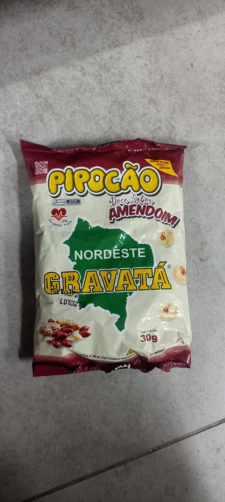 PIPOCAO GRAVATA 30G DOCE SABOR AMENDOIM