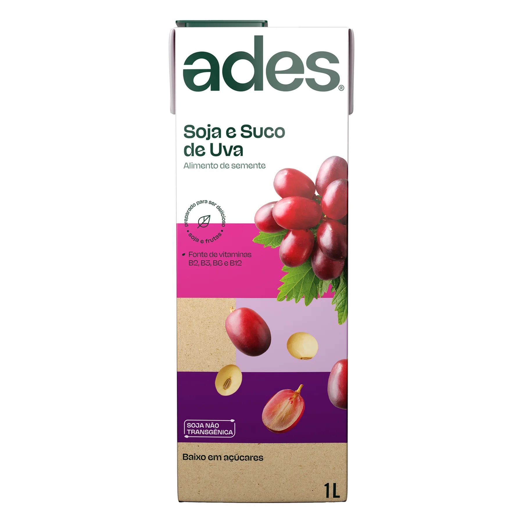 SUCO ADES SOJA + SUCO 1LT UVA