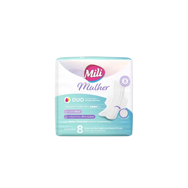 Absorvente Mili Mulher Suave com Abas Duo C/8