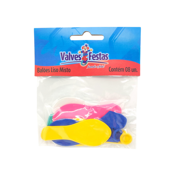 Balao Liso Valves Festas Sortidos C/ 8