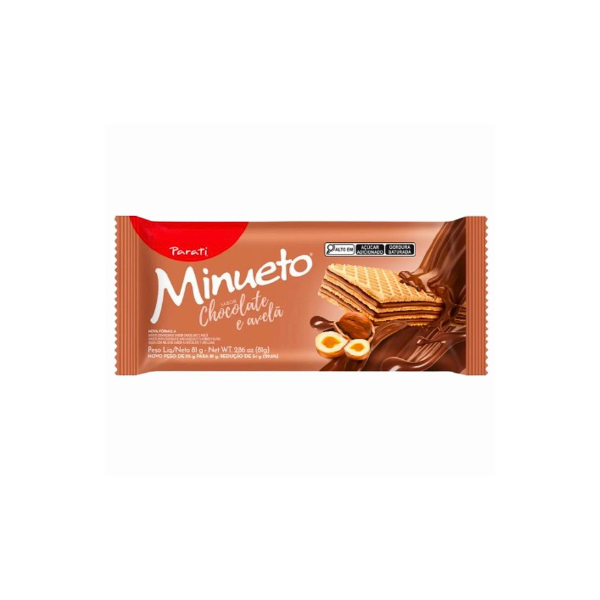Biscoito  Wafer Minueto Chocolate e Avelã 81g