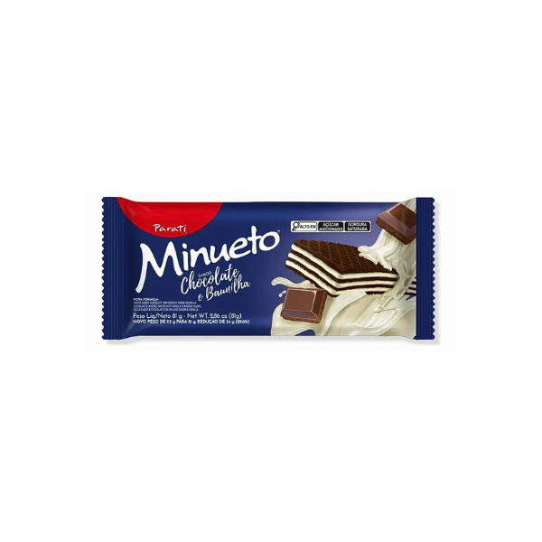 Biscoito Wafer Minueto Chocolate e Baunilha 81g