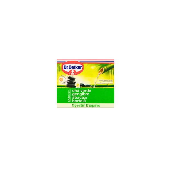 Cha Dr Oetker  Verde, Gengibre, Abacaxi e Hortelã  Cx C/ 10 15g