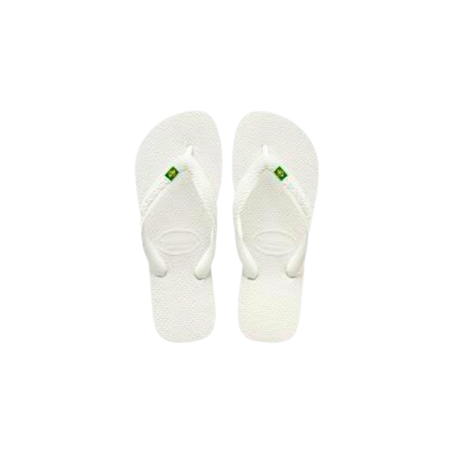 Chinelo Havaianas Branco Brasileiro com Listras