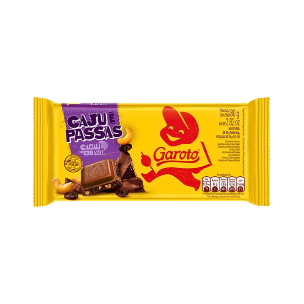 Chocolate Garoto Caju e Passas 80g
