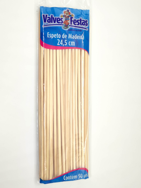 Espeto Madeira Valves Festas 4mmx25cm C/50
