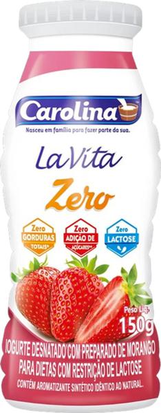 Iogurte Carolina La Vita Zero Lactose Morango 150g