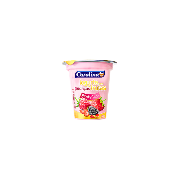 Iogurte Carolina Frutas Vermelhas com Pedaços de Frutas Pt 450g