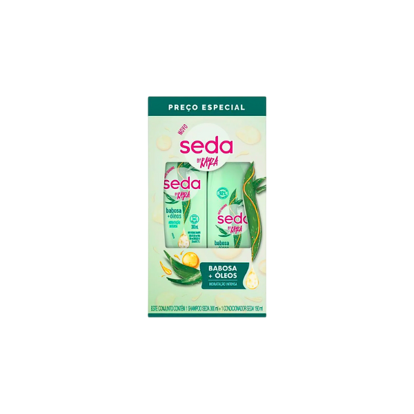 Kit Shampoo 300ml + Condicionador 190ml Seda Babosa + Óleos
