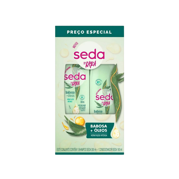 Kit Shampoo 300ml + Condicionador 190ml Seda Babosa + Óleos