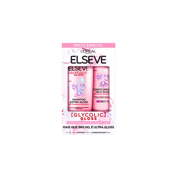 Kit Shampoo 375ml + Condicionador 170ml Elseve Glycolic Gloss