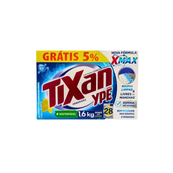 Lava Roupas Em Pó Tixan Ype Primavera Cx 1,6kg