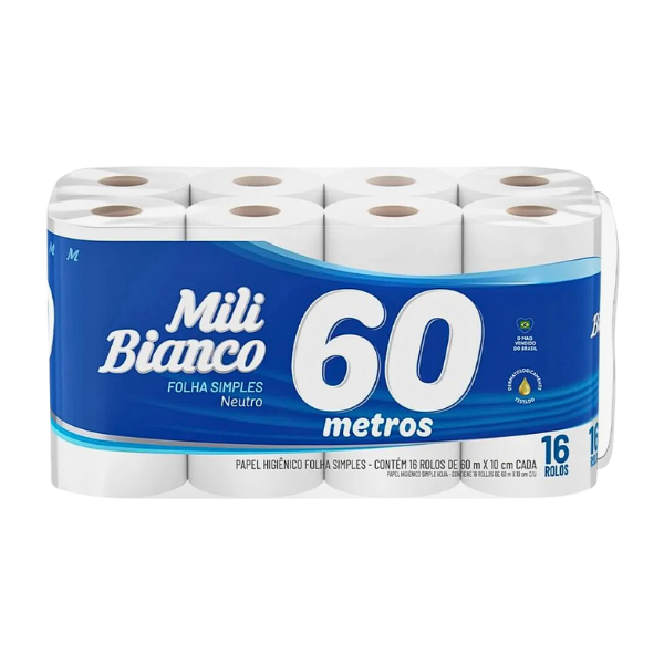 Papel Higiênico Mili Bianco 60m C/16