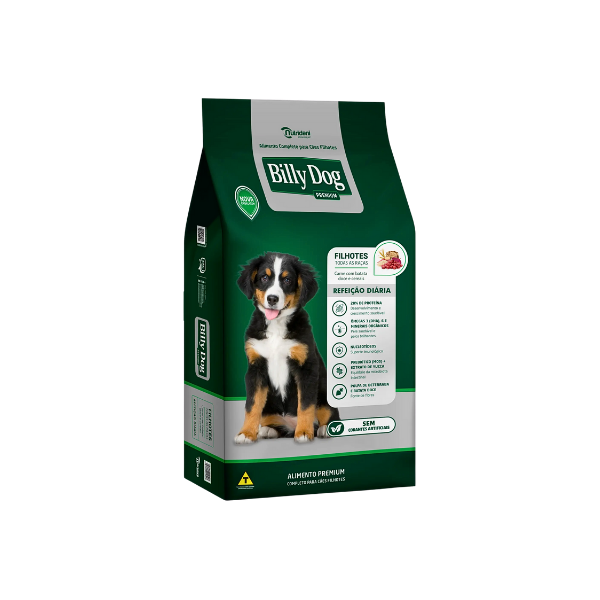 Ração para Cão Billy Dog Filhotes Carne com Batata Doce E Cereais 1kg