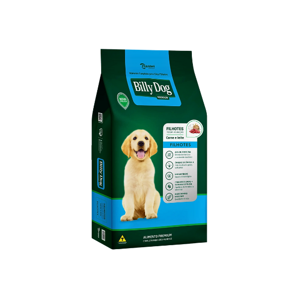 Ração para Cão Billy Dog Filhotes Carne e Leite 1kg