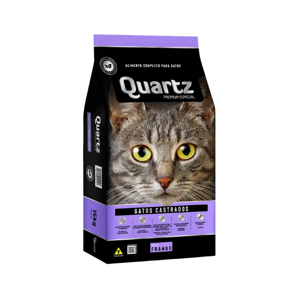 Ração para Gato Quartz Premium Frango para Gatos Castrados 1kg