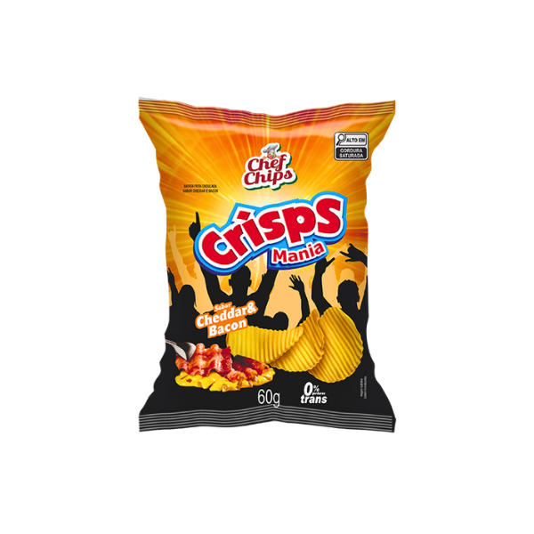 Salgadinho Crisps Mania Chef Chips Cheddar & Bacon 60g