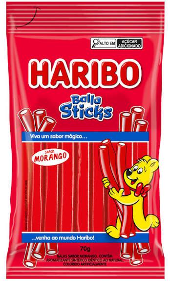 BALA HARIBO STICKS MORANGO 70G