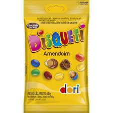 CONFEITO CHOC.DORI DISQUETI AMENDOIM 60G