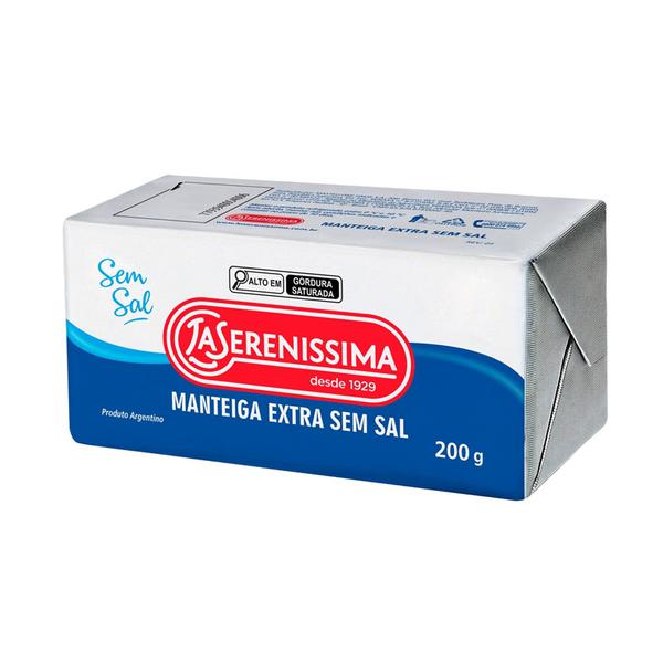 MANTEIGA EXTRA LA SERENISSIMA SEM SAL 200G (TABLETE)