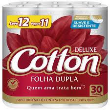 PAPEL HIGIÊNICO COTTON FOLHA DUPLA 30M LEVE 12 PAGUE P11