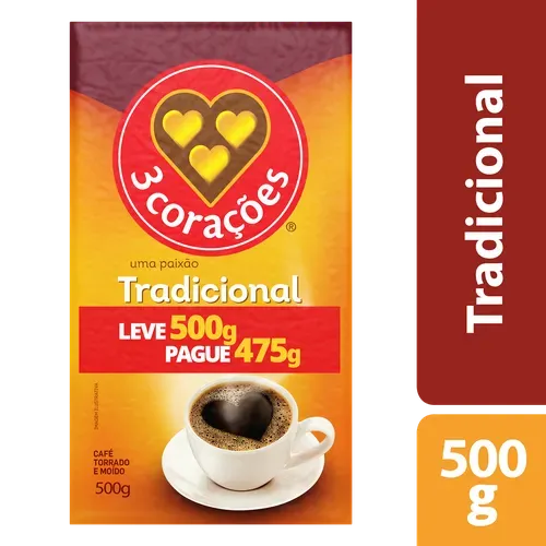 CAFE 3 CORAÇOES 500G TRADICIONAL LV500GPG475G